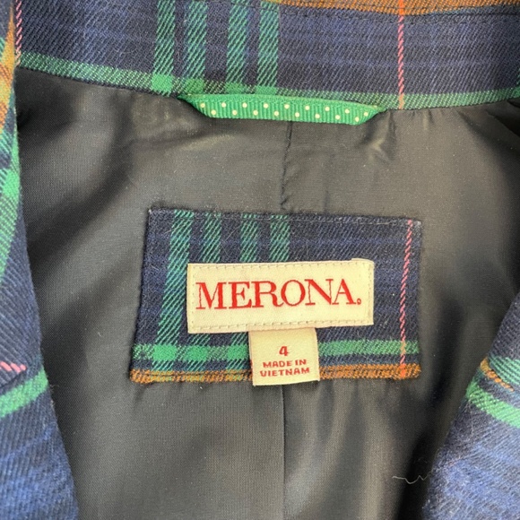 Merona Blazer Plaid Blue Green Women’s Size 4 – Like New - Picture 8 of 14